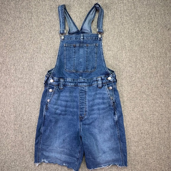 Madewell Denim - Madewell Adirondack Denim Short Overalls Women's Size 10 Raw Hem Shortalls